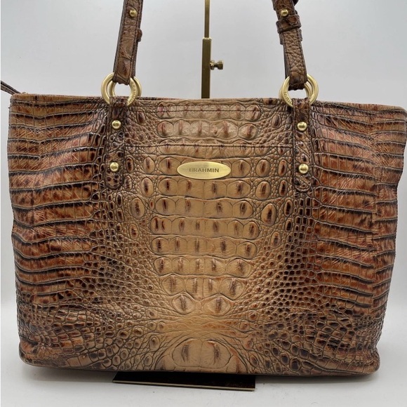 Brahmin Handbags - Brahmin Brown Croc-Embossed Leather Tote w/dust bag